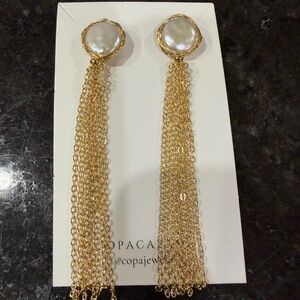 Gold and Fresh Water Pearl Tassel Earrings
